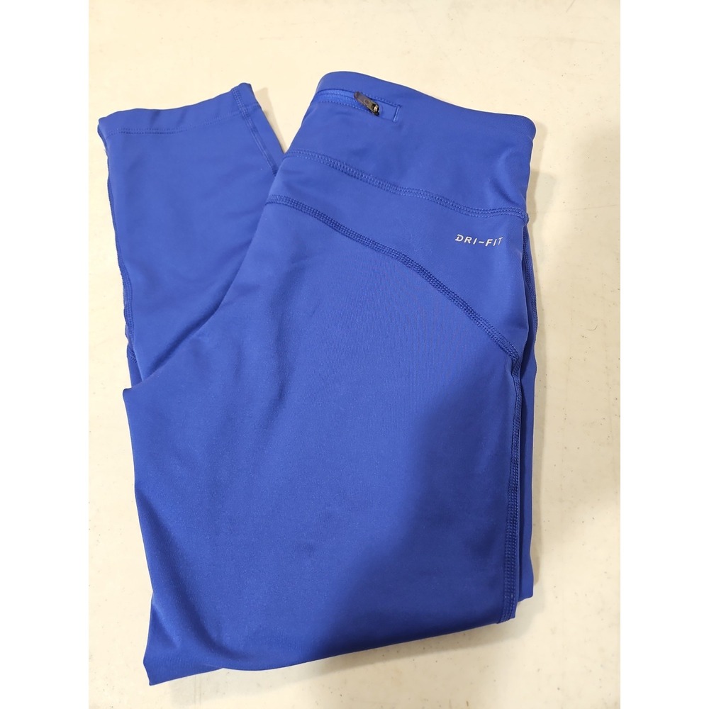 Nike Dri-Fit Leggings Womens Small 21" Inseam Blue Pockets Drawstring (1946